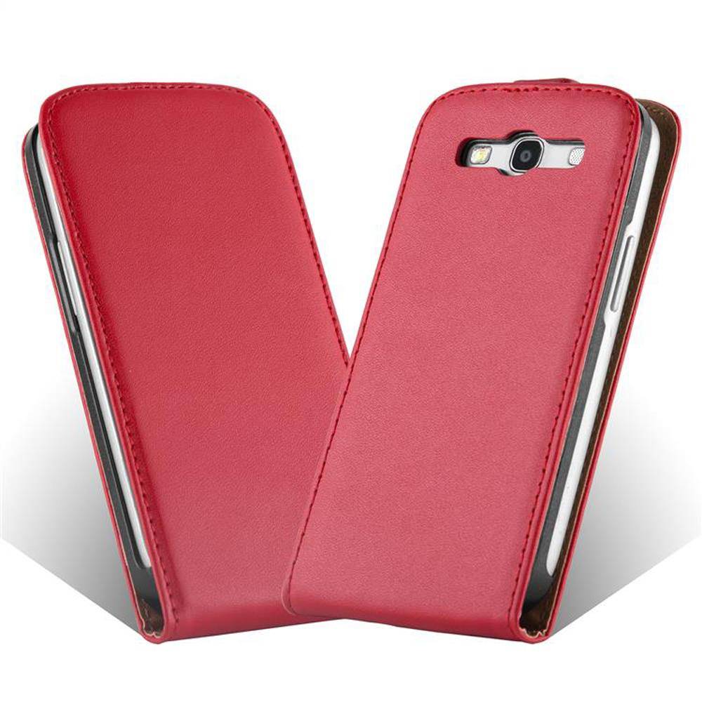 Cadorabo Hülle für Samsung Galaxy A3 2015 Schutzhülle in Rot Flip Handyhülle Case Cover Etui Kunstleder