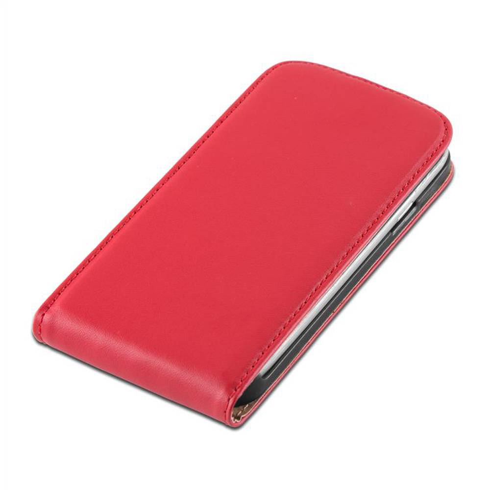 Cadorabo Hülle für Samsung Galaxy A3 2015 Schutzhülle in Rot Flip Handyhülle Case Cover Etui Kunstleder
