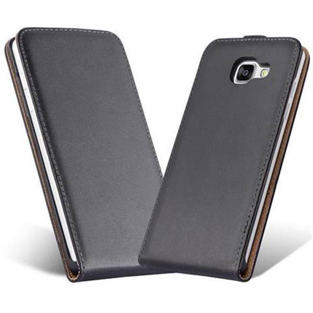 Cadorabo Hülle für Samsung Galaxy A5 2016 Schutzhülle in Schwarz Flip Handyhülle Case Cover Etui Kunstleder