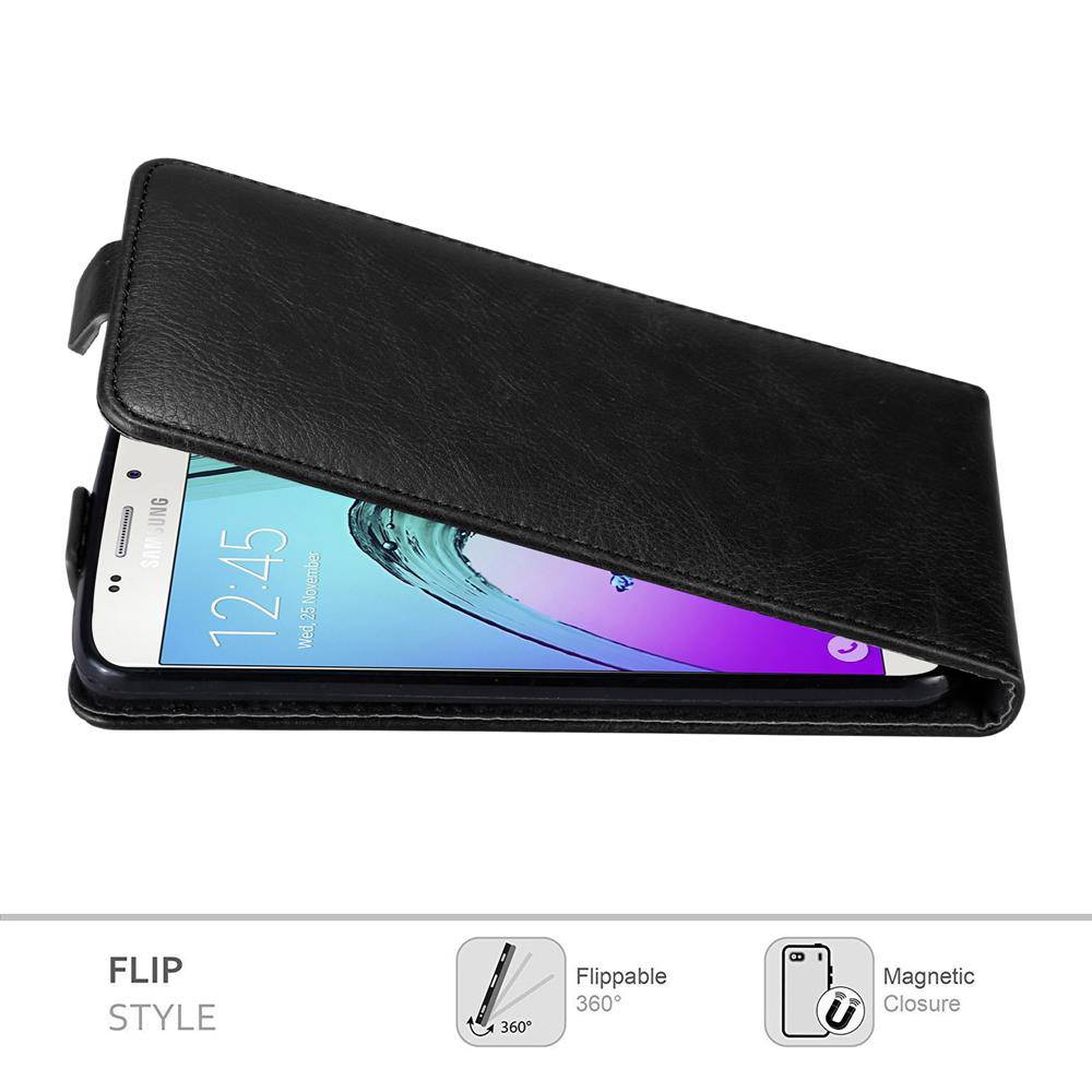 Cadorabo Hülle für Samsung Galaxy A5 2016 Schutzhülle in Schwarz Flip Handyhülle Case Cover Etui Kunstleder