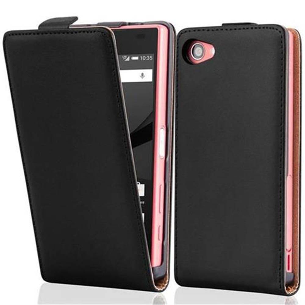 Cadorabo Hülle für Sony Xperia Z5 COMPACT Schutzhülle in Schwarz Flip Handyhülle Case Cover Etui Kunstleder