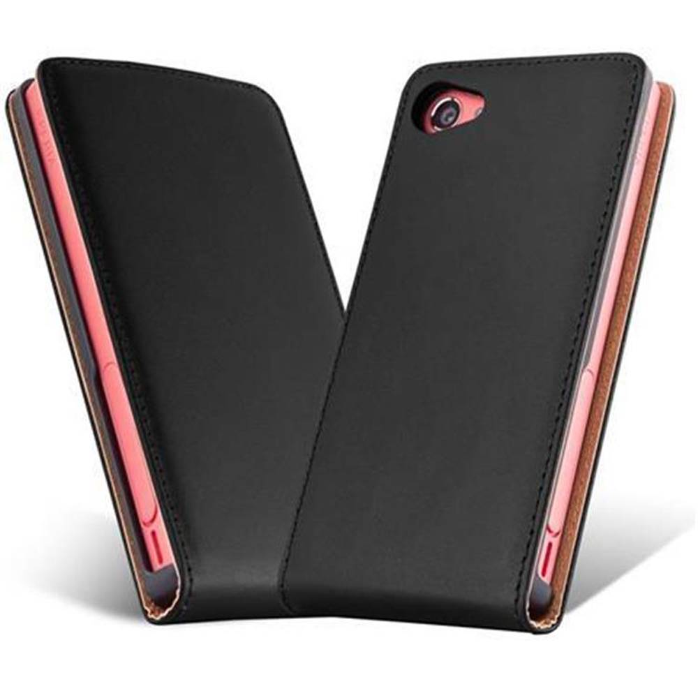 Cadorabo Hülle für Sony Xperia Z5 COMPACT Schutzhülle in Schwarz Flip Handyhülle Case Cover Etui Kunstleder
