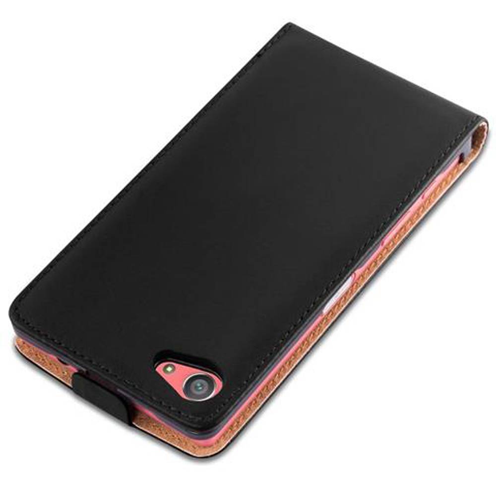 Cadorabo Hülle für Sony Xperia Z5 COMPACT Schutzhülle in Schwarz Flip Handyhülle Case Cover Etui Kunstleder