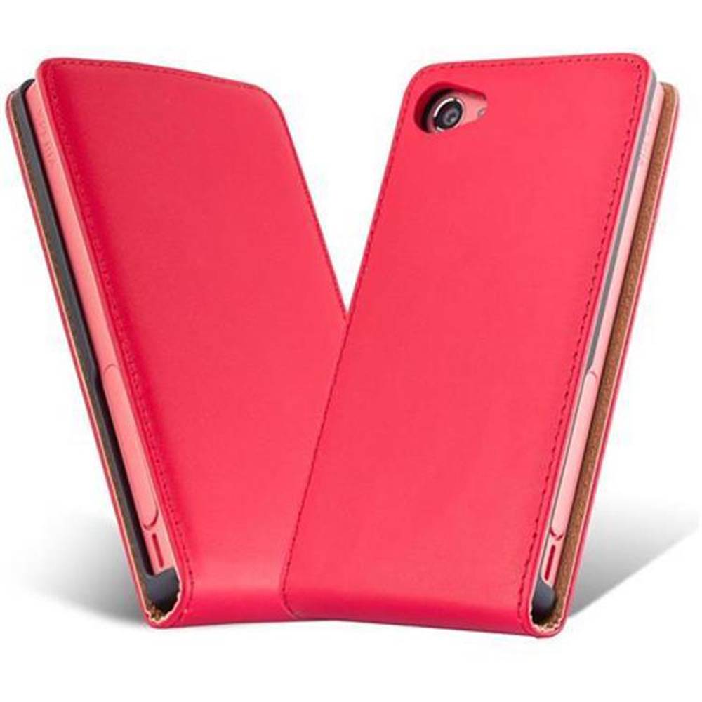Cadorabo Hülle für Sony Xperia Z5 COMPACT Schutzhülle in Rot Flip Handyhülle Case Cover Etui Kunstleder