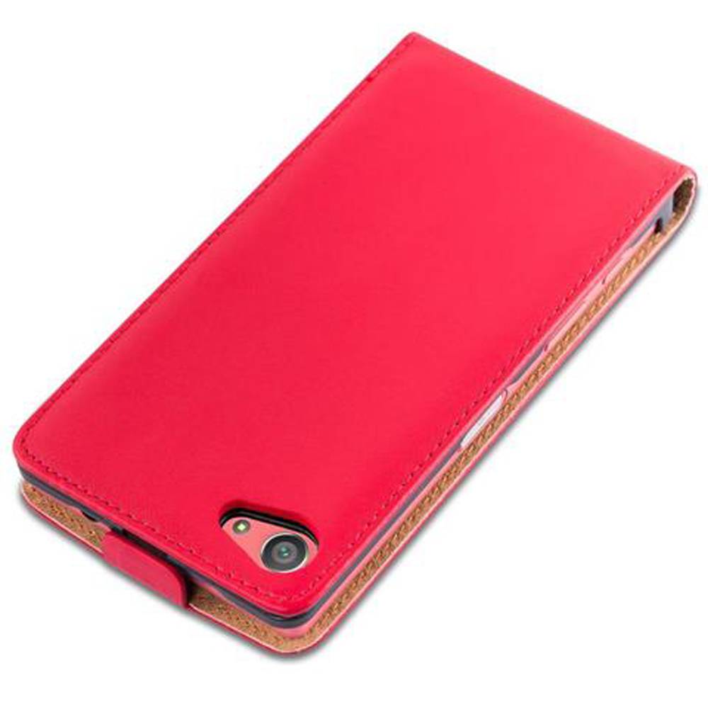 Cadorabo Hülle für Sony Xperia Z5 COMPACT Schutzhülle in Rot Flip Handyhülle Case Cover Etui Kunstleder