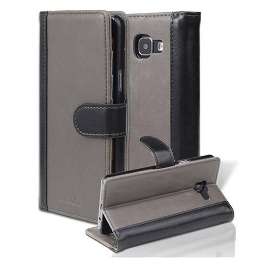 Cadorabo Hülle für Samsung Galaxy A5 2016 Hülle in Grau Schutzhülle Handyhülle Standfunktion Etui Cover Case