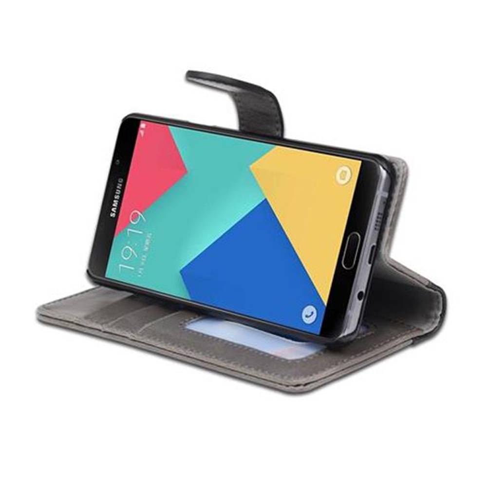 Cadorabo Hülle für Samsung Galaxy A5 2016 Hülle in Grau Schutzhülle Handyhülle Standfunktion Etui Cover Case