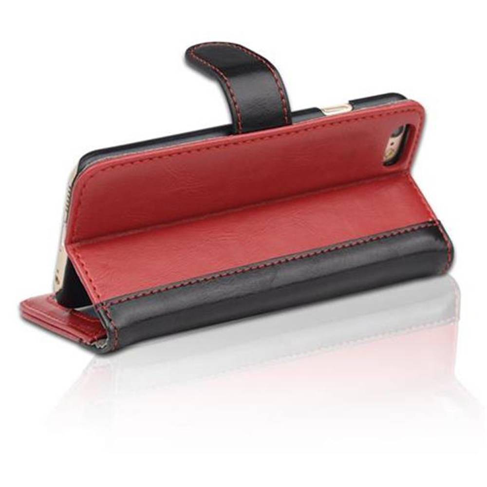 Cadorabo Hülle für Apple iPhone 6 / 6S Hülle in Rot Schutzhülle Handyhülle Standfunktion Etui Cover Case