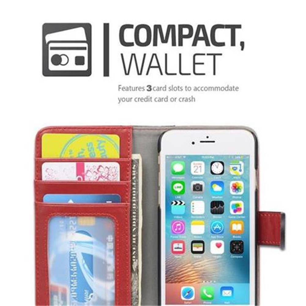 Cadorabo Hülle für Apple iPhone 6 / 6S Hülle in Rot Schutzhülle Handyhülle Standfunktion Etui Cover Case