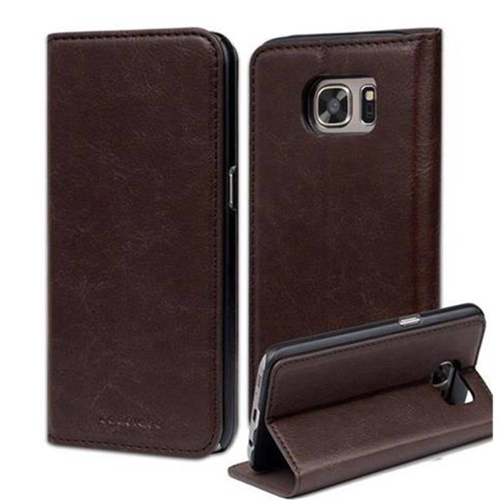 Cadorabo Hülle für Samsung Galaxy S7 in ANTIK BRAUN mit unsichtbarem Magnetverschluss und Standfunktion