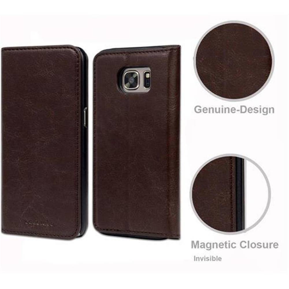 Cadorabo Hülle für Samsung Galaxy S7 in ANTIK BRAUN mit unsichtbarem Magnetverschluss und Standfunktion