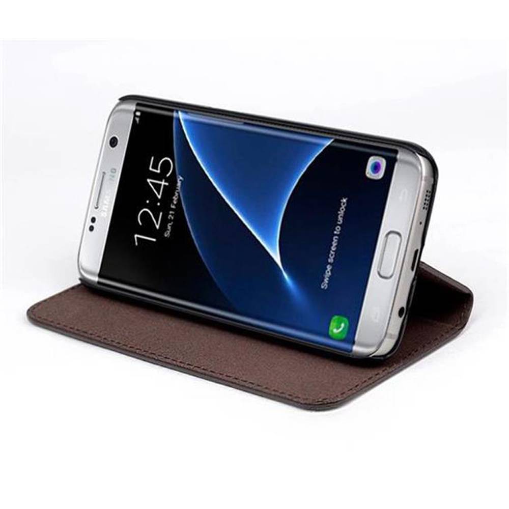 Cadorabo Hülle für Samsung Galaxy S7 in ANTIK BRAUN mit unsichtbarem Magnetverschluss und Standfunktion