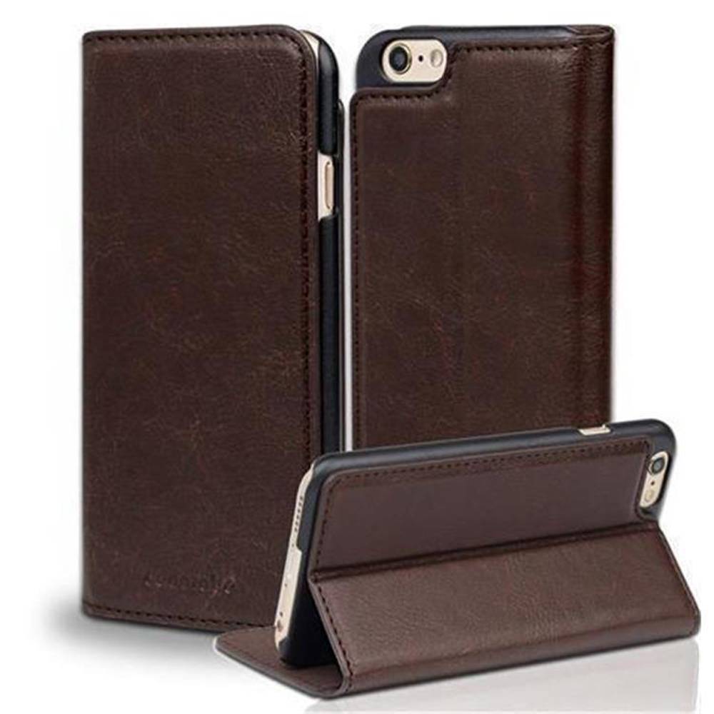 Cadorabo Schutzhülle für Apple iPhone 6 / 6S Hülle in Braun Case Handyhülle Schutzhülle Book Etui Cover