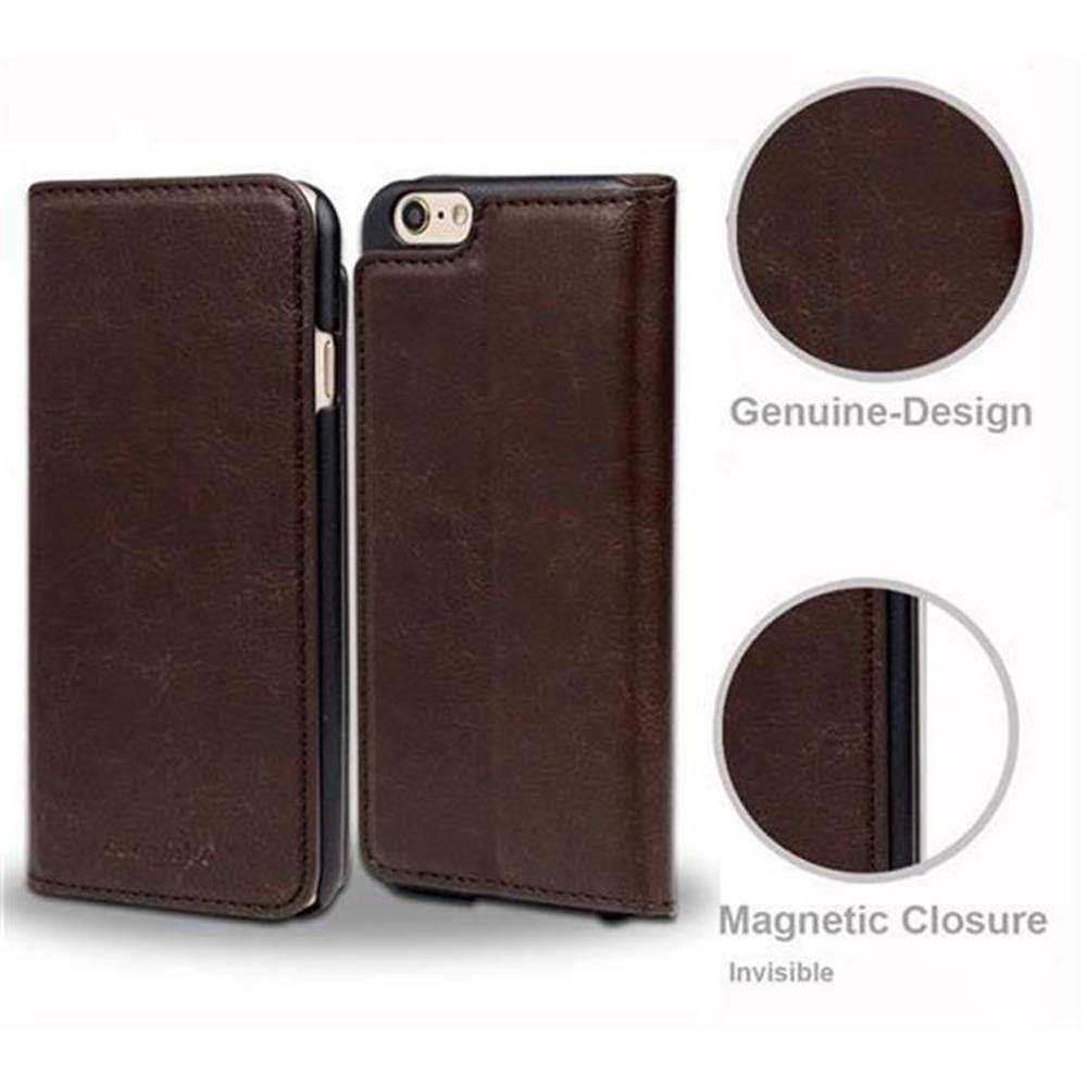 Cadorabo Schutzhülle für Apple iPhone 6 / 6S Hülle in Braun Case Handyhülle Schutzhülle Book Etui Cover