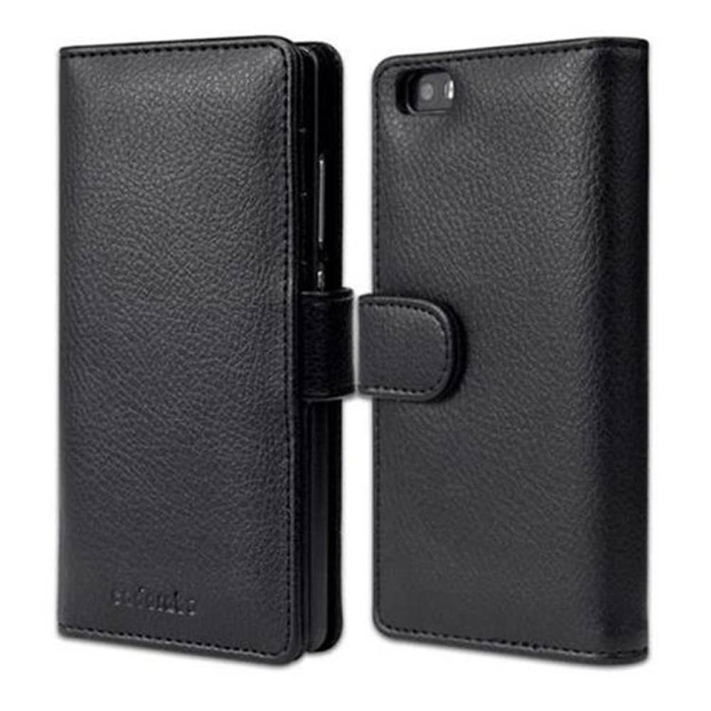 Cadorabo Hülle für Huawei P8 LITE 2015 in Schwarz Backcover Handy Schutz Hülle Book Case Booklet Kartenfächer