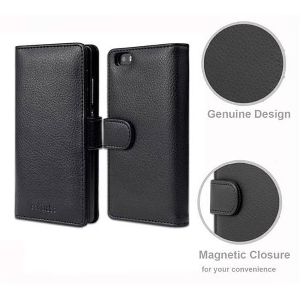 Cadorabo Hülle für Huawei P8 LITE 2015 in Schwarz Backcover Handy Schutz Hülle Book Case Booklet Kartenfächer