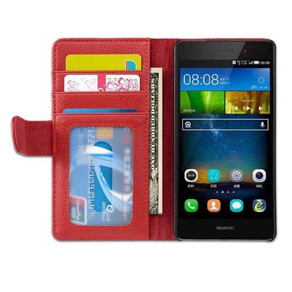 Cadorabo Hülle für Huawei P8 LITE 2015 in Rot Backcover Handy Schutz Hülle Book Case Booklet Kartenfächer
