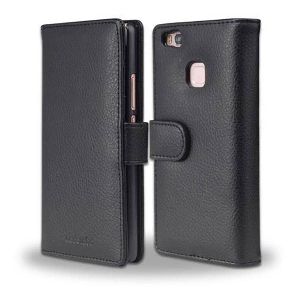 Cadorabo Hülle für Huawei P9 LITE 2016 / G9 LITE in Schwarz Backcover Handy Schutz Hülle Book Case Booklet Kartenfächer