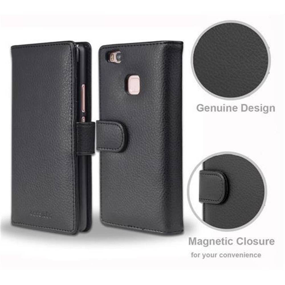 Cadorabo Hülle für Huawei P9 LITE 2016 / G9 LITE in Schwarz Backcover Handy Schutz Hülle Book Case Booklet Kartenfächer