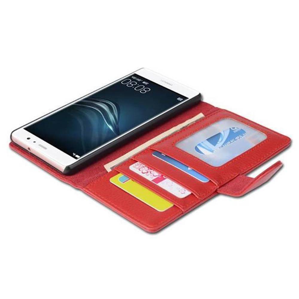 Cadorabo Hülle für Huawei P9 LITE 2016 / G9 LITE in Rot Backcover Handy Schutz Hülle Book Case Booklet Kartenfächer