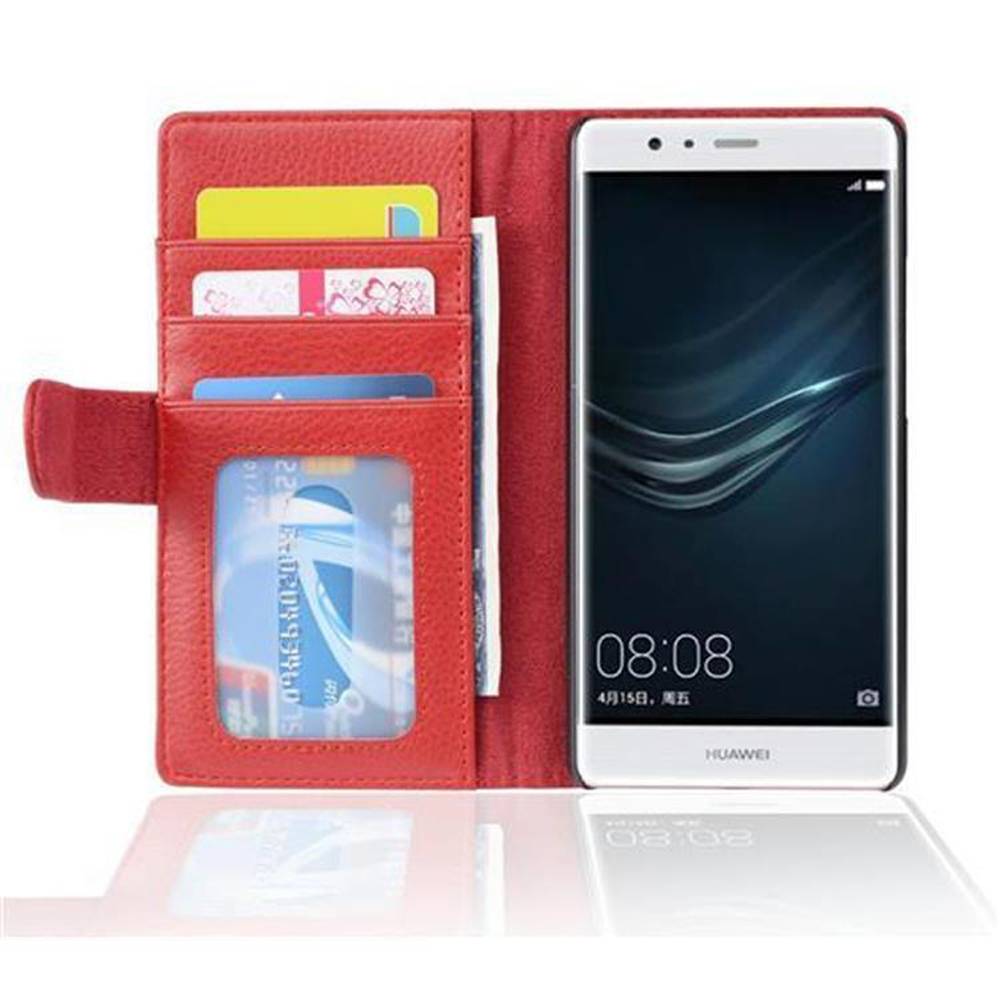 Cadorabo Hülle für Huawei P9 LITE 2016 / G9 LITE in Rot Backcover Handy Schutz Hülle Book Case Booklet Kartenfächer