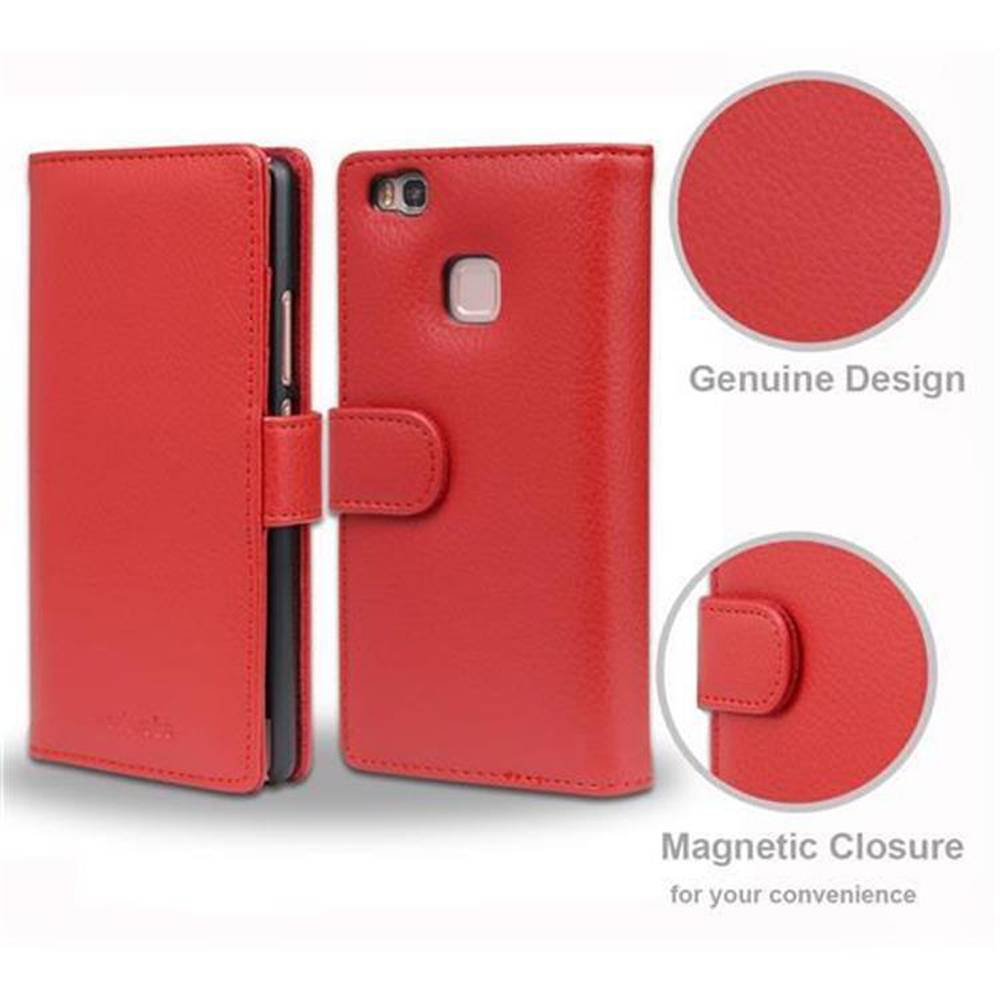 Cadorabo Hülle für Huawei P9 LITE 2016 / G9 LITE in Rot Backcover Handy Schutz Hülle Book Case Booklet Kartenfächer