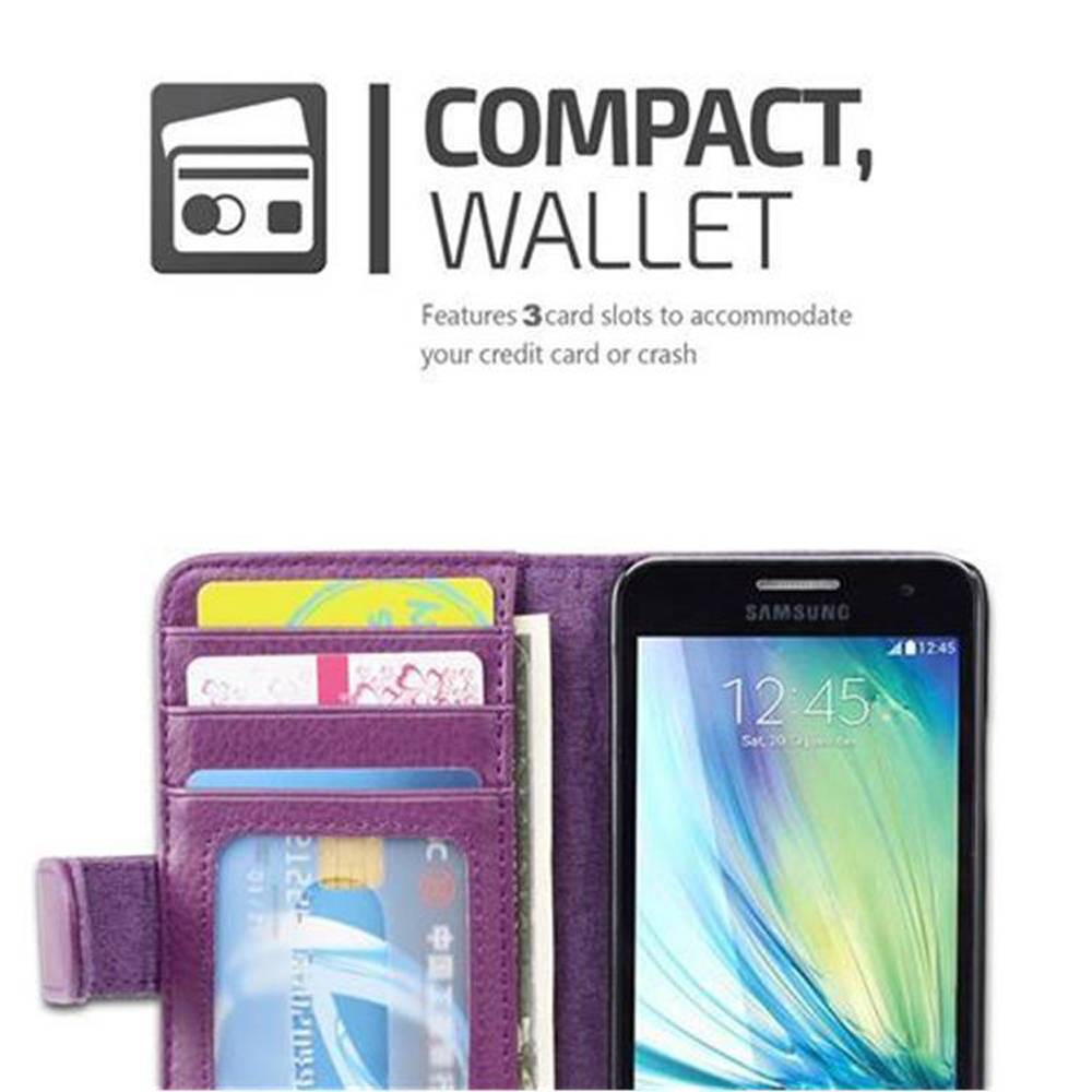 Cadorabo Hülle für Samsung Galaxy A3 2015 in Lila Backcover Handy Schutz Hülle Book Case Booklet Kartenfächer
