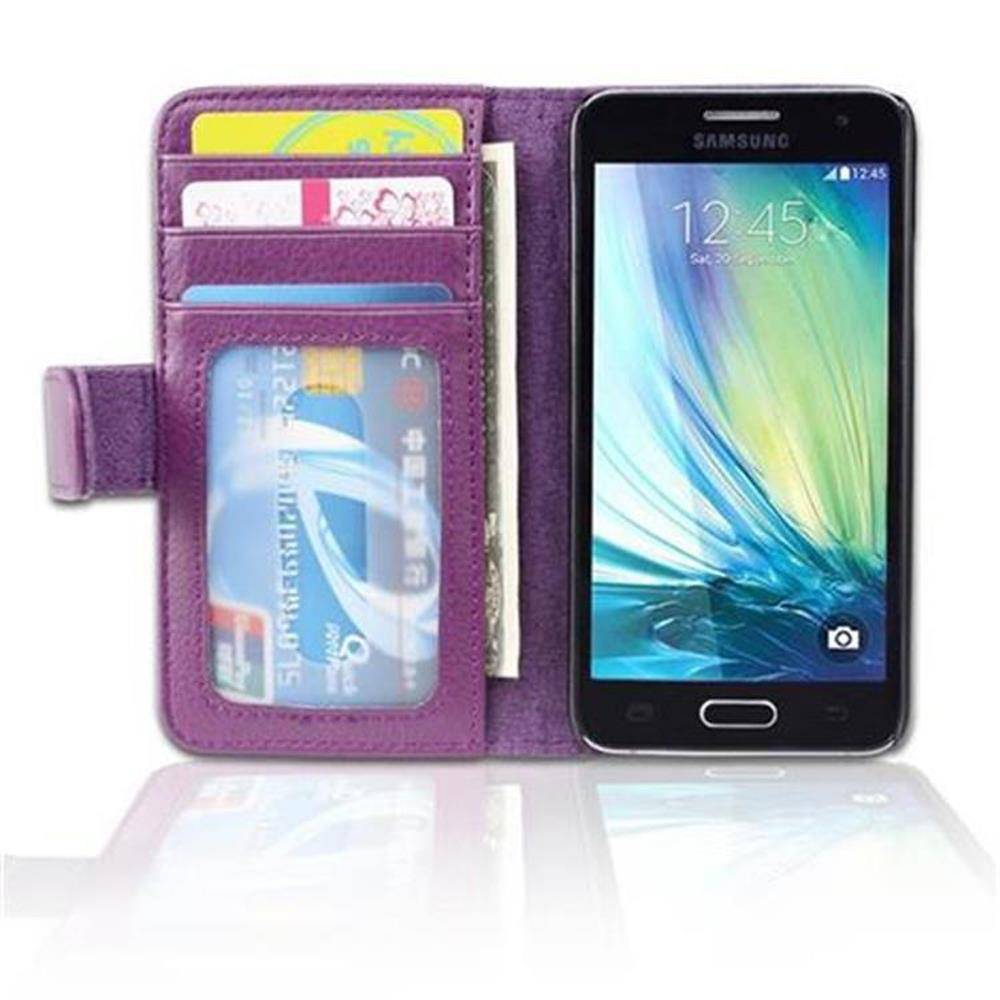 Cadorabo Hülle für Samsung Galaxy A3 2015 in Lila Backcover Handy Schutz Hülle Book Case Booklet Kartenfächer