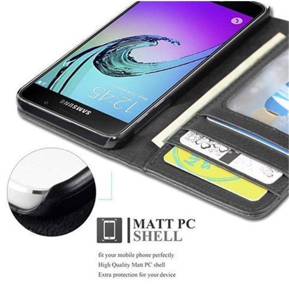 Cadorabo Hülle für Samsung Galaxy A3 2016 in Schwarz Backcover Handy Schutz Hülle Book Case Booklet Kartenfächer