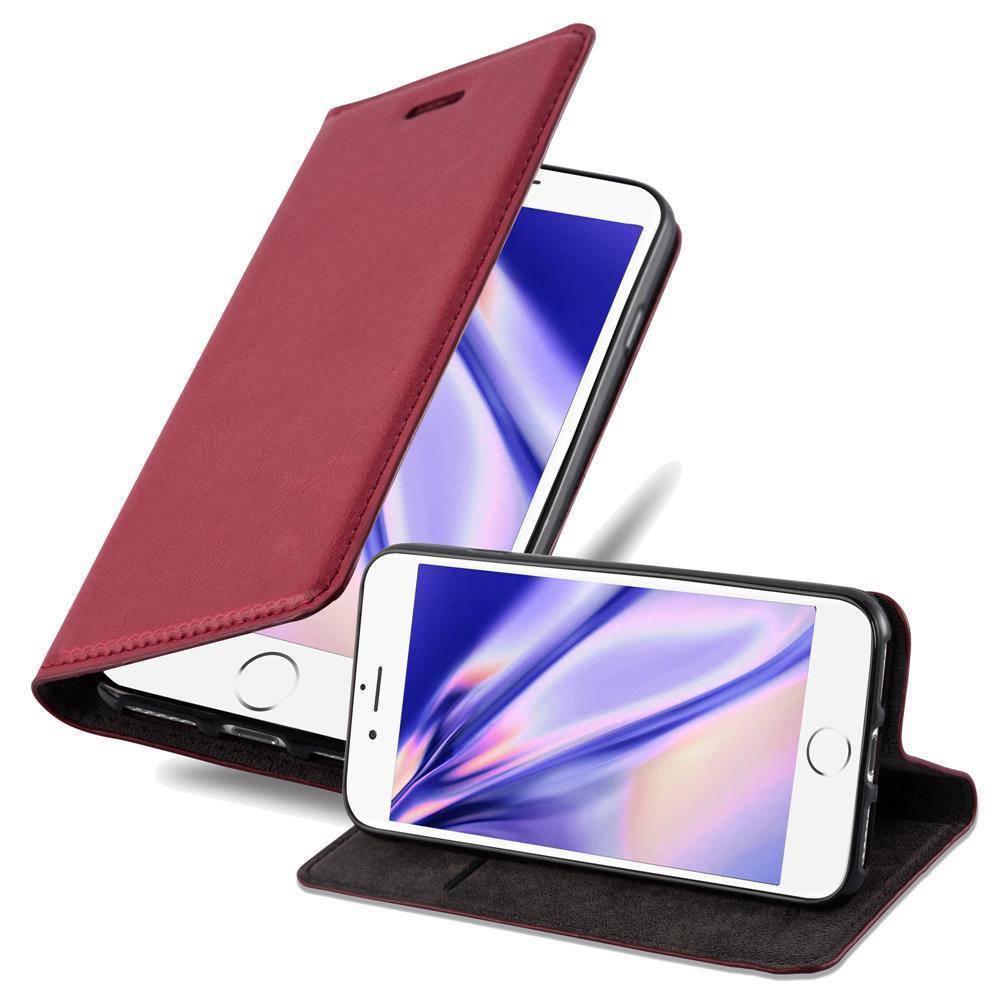Cadorabo Hülle für Apple iPhone 7 / 7S / 8 / SE 2020 Schutz Hülle in Rot Handyhülle Etui Case Cover Magnetverschluss