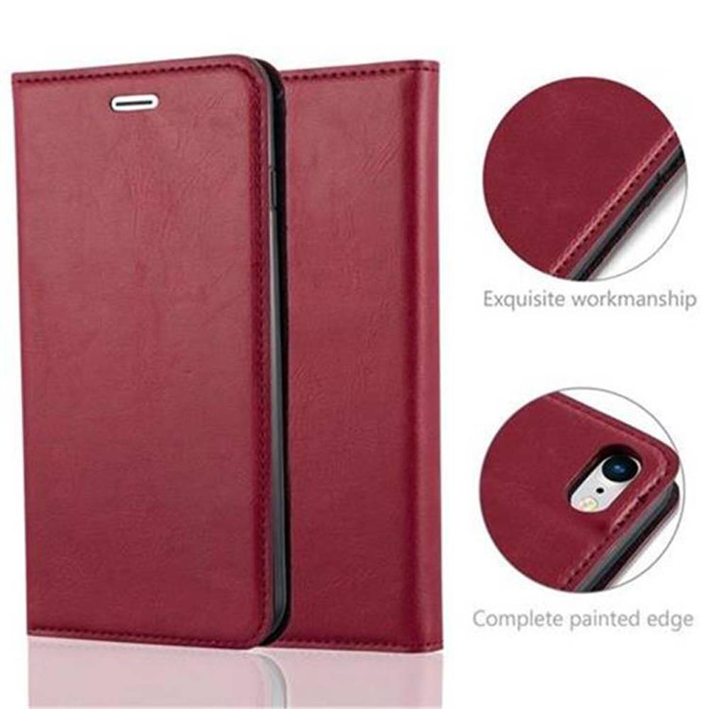 Cadorabo Hülle für Apple iPhone 7 / 7S / 8 / SE 2020 Schutz Hülle in Rot Handyhülle Etui Case Cover Magnetverschluss