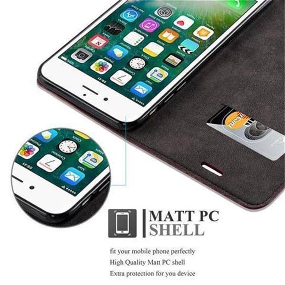 Cadorabo Hülle für Apple iPhone 7 / 7S / 8 / SE 2020 Schutz Hülle in Rot Handyhülle Etui Case Cover Magnetverschluss