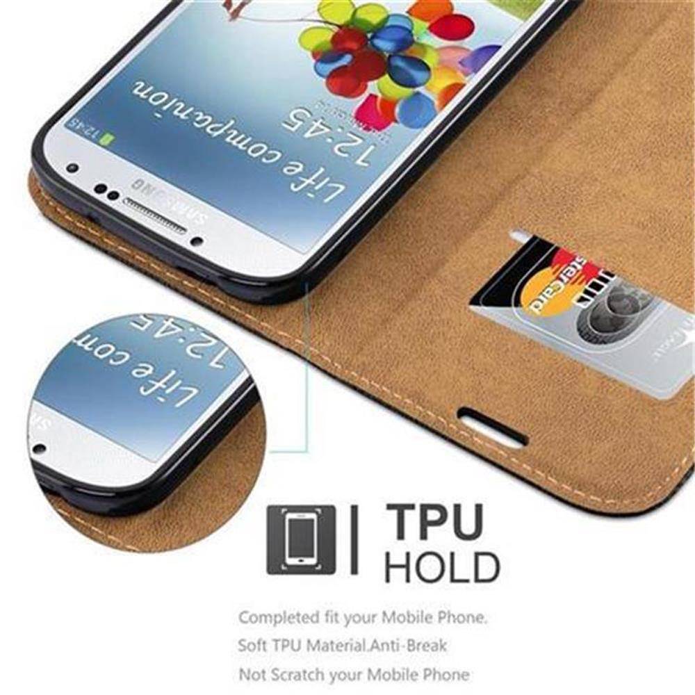 Cadorabo Hülle für Samsung Galaxy S4 Schutzhülle in Schwarz Cover Handyhülle Tasche Case Etui Standfunktion