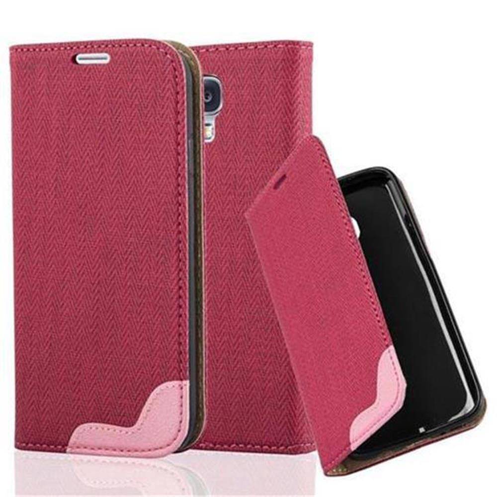 Cadorabo Hülle für Samsung Galaxy S4 Schutzhülle in Rot Cover Handyhülle Tasche Case Etui Standfunktion
