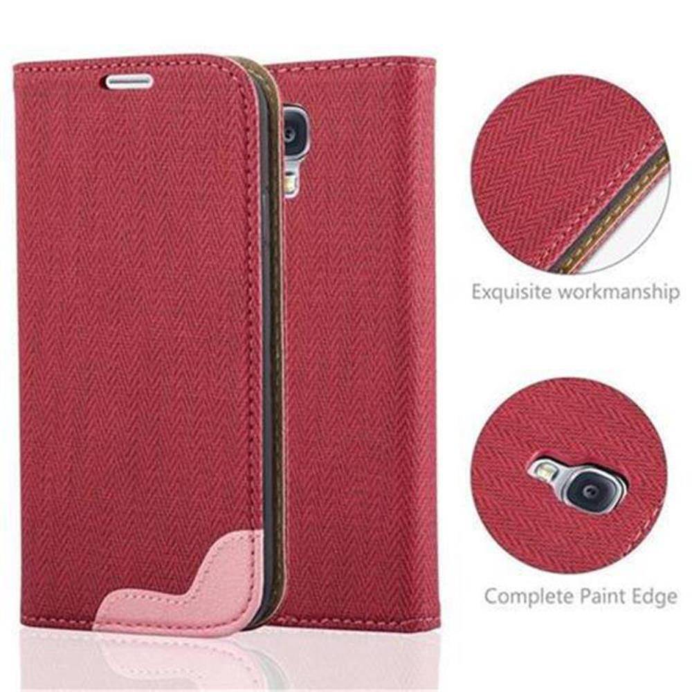 Cadorabo Hülle für Samsung Galaxy S4 Schutzhülle in Rot Cover Handyhülle Tasche Case Etui Standfunktion