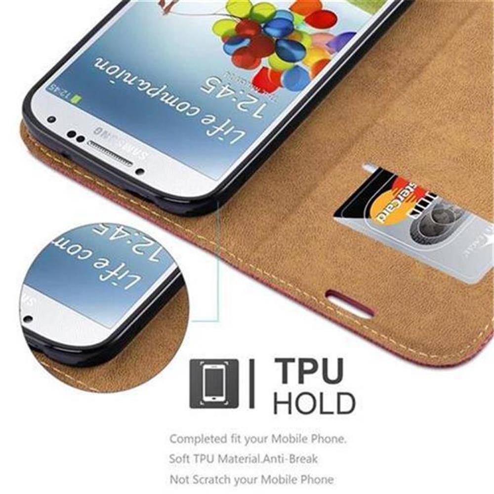 Cadorabo Hülle für Samsung Galaxy S4 Schutzhülle in Rot Cover Handyhülle Tasche Case Etui Standfunktion