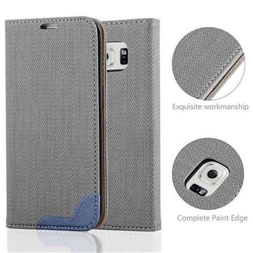 Cadorabo Hülle für Samsung Galaxy S6 EDGE Schutzhülle in Grau Cover Handyhülle Tasche Case Etui Standfunktion