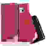 Cadorabo Hülle für Samsung Galaxy S6 EDGE Schutzhülle in Rot Cover Handyhülle Tasche Case Etui Standfunktion