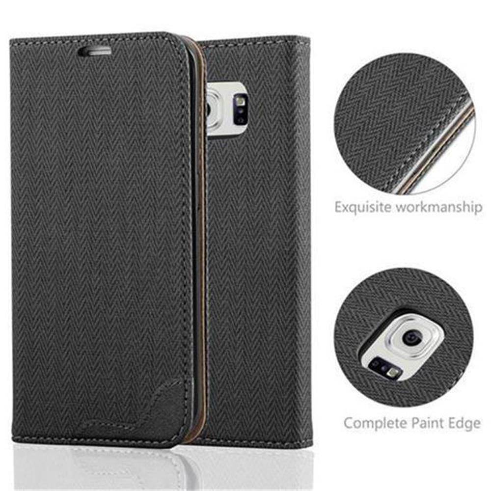 Cadorabo Hülle für Samsung Galaxy S6 EDGE Schutzhülle in Schwarz Cover Handyhülle Tasche Case Etui Standfunktion