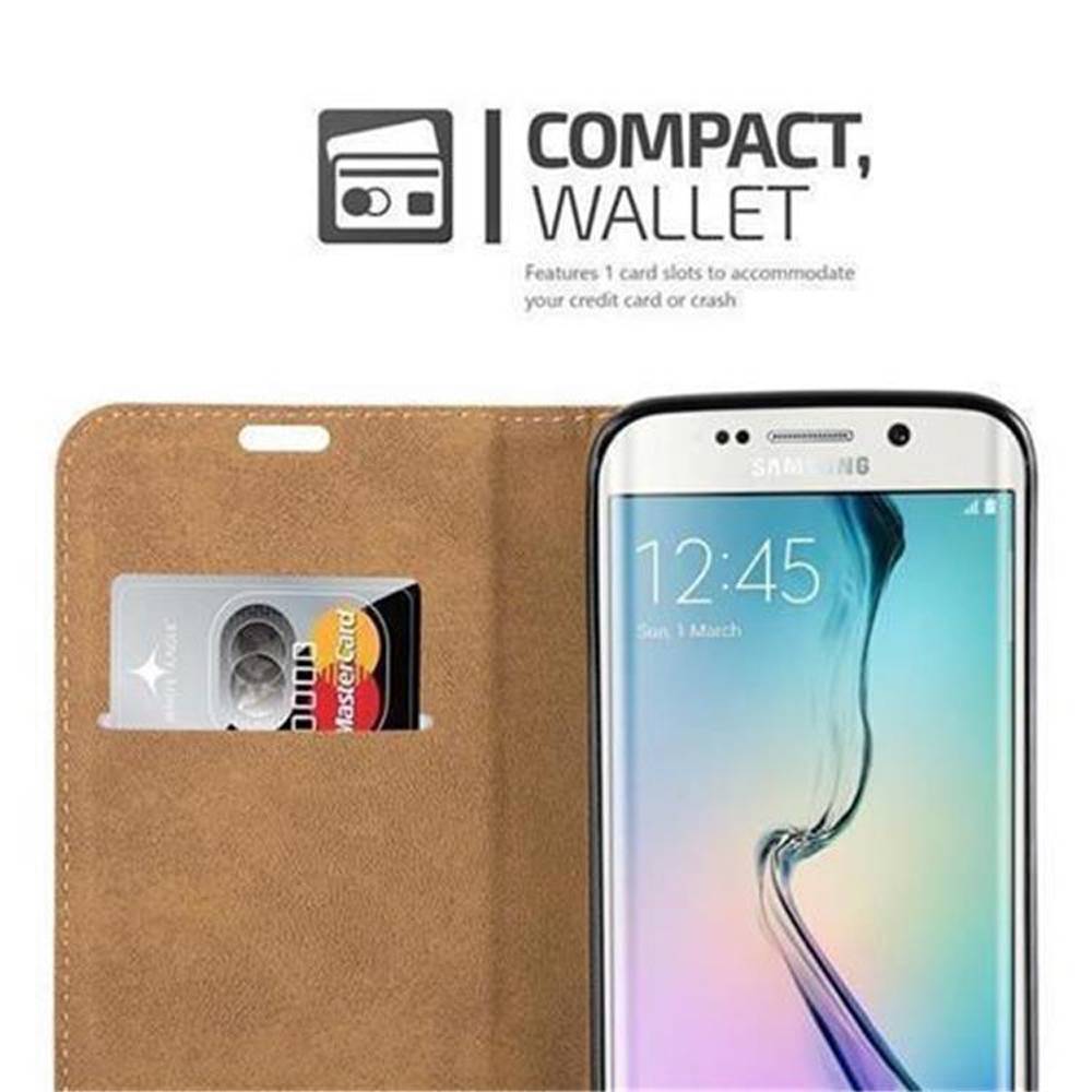 Cadorabo Hülle für Samsung Galaxy S6 EDGE Schutzhülle in Schwarz Cover Handyhülle Tasche Case Etui Standfunktion