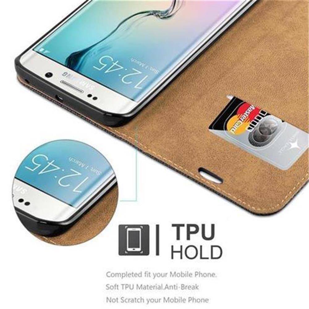 Cadorabo Hülle für Samsung Galaxy S6 EDGE Schutzhülle in Schwarz Cover Handyhülle Tasche Case Etui Standfunktion