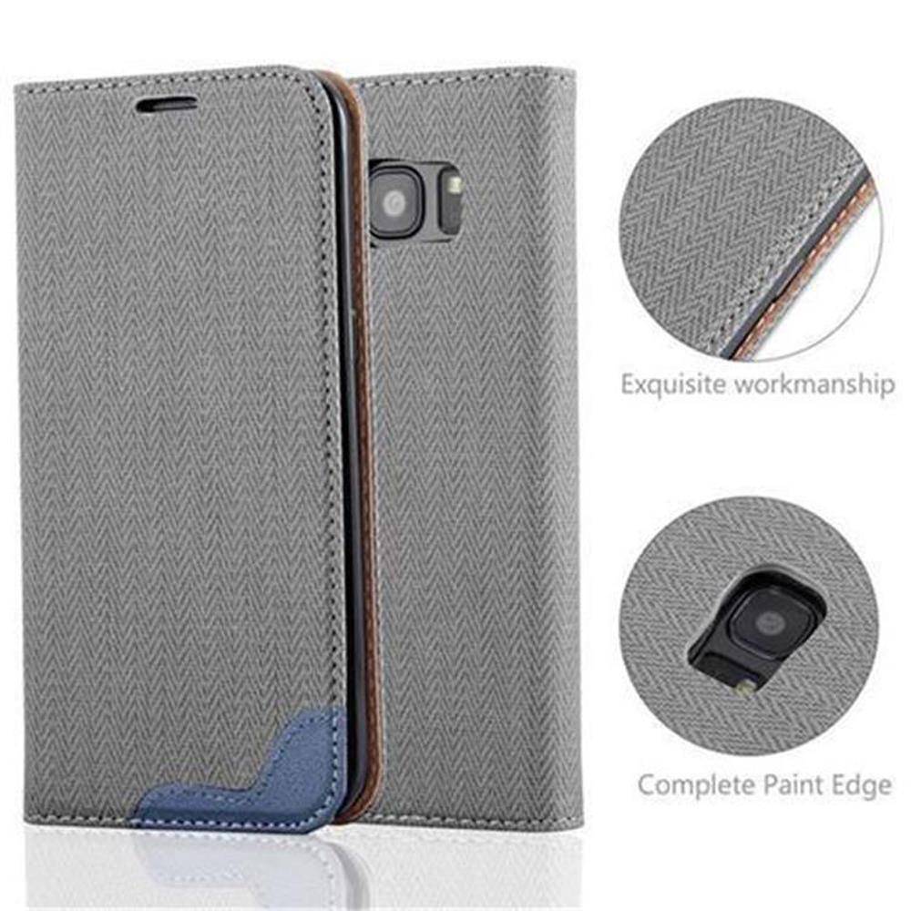 Cadorabo Hülle für Samsung Galaxy S7 EDGE Schutzhülle in Grau Cover Handyhülle Tasche Case Etui Standfunktion