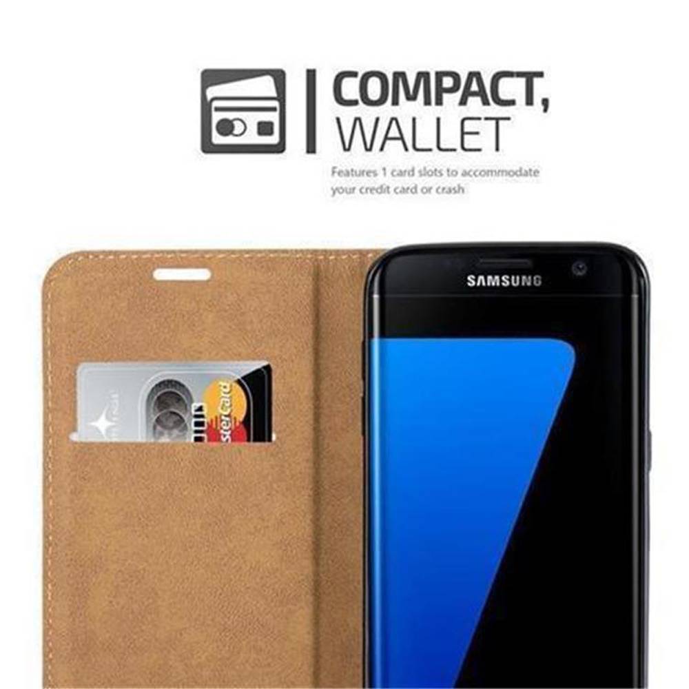 Cadorabo Hülle für Samsung Galaxy S7 EDGE Schutzhülle in Grau Cover Handyhülle Tasche Case Etui Standfunktion