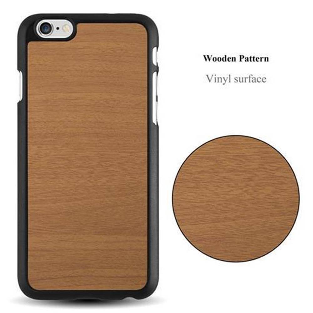 Cadorabo Hülle für Apple iPhone 6 / 6S Schutz Hülle in Braun Hard Case Etui Holz Optik Handyhülle