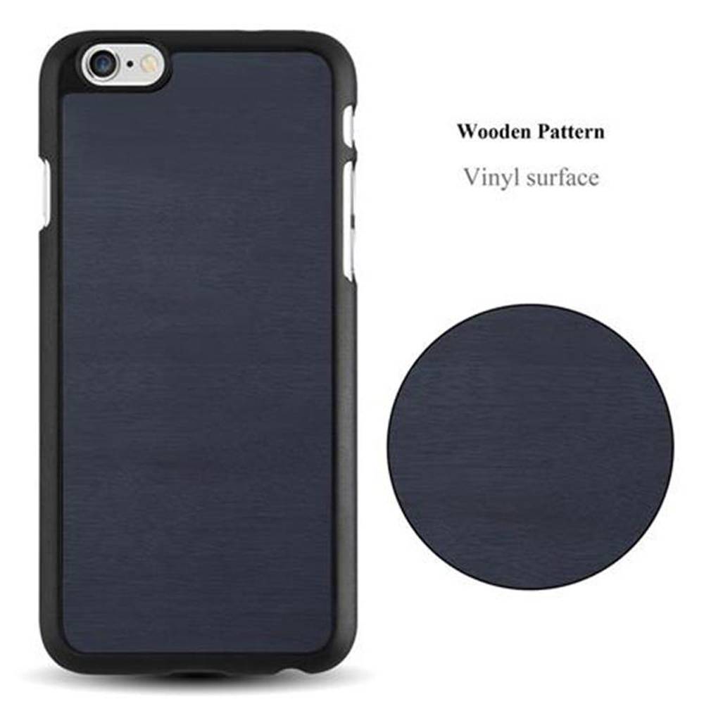 Cadorabo Hülle für Apple iPhone 6 / 6S Schutz Hülle in Blau Hard Case Etui Holz Optik Handyhülle
