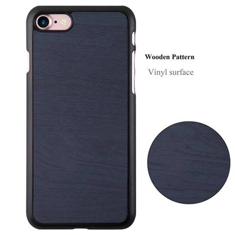 Cadorabo Hülle für Apple iPhone 7 / 7S / 8 / SE 2020 Schutz Hülle in Blau Hard Case Etui Holz Optik Handyhülle
