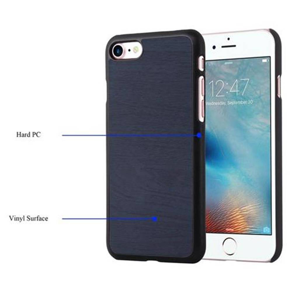 Cadorabo Hülle für Apple iPhone 7 / 7S / 8 / SE 2020 Schutz Hülle in Blau Hard Case Etui Holz Optik Handyhülle
