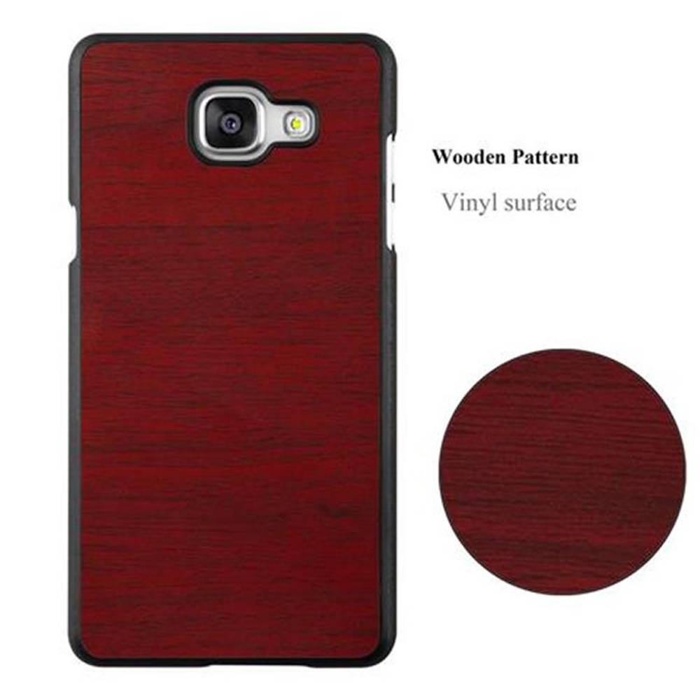Cadorabo Hülle für Samsung Galaxy A3 2016 Schutz Hülle in Rot Hard Case Etui Holz Optik Handyhülle