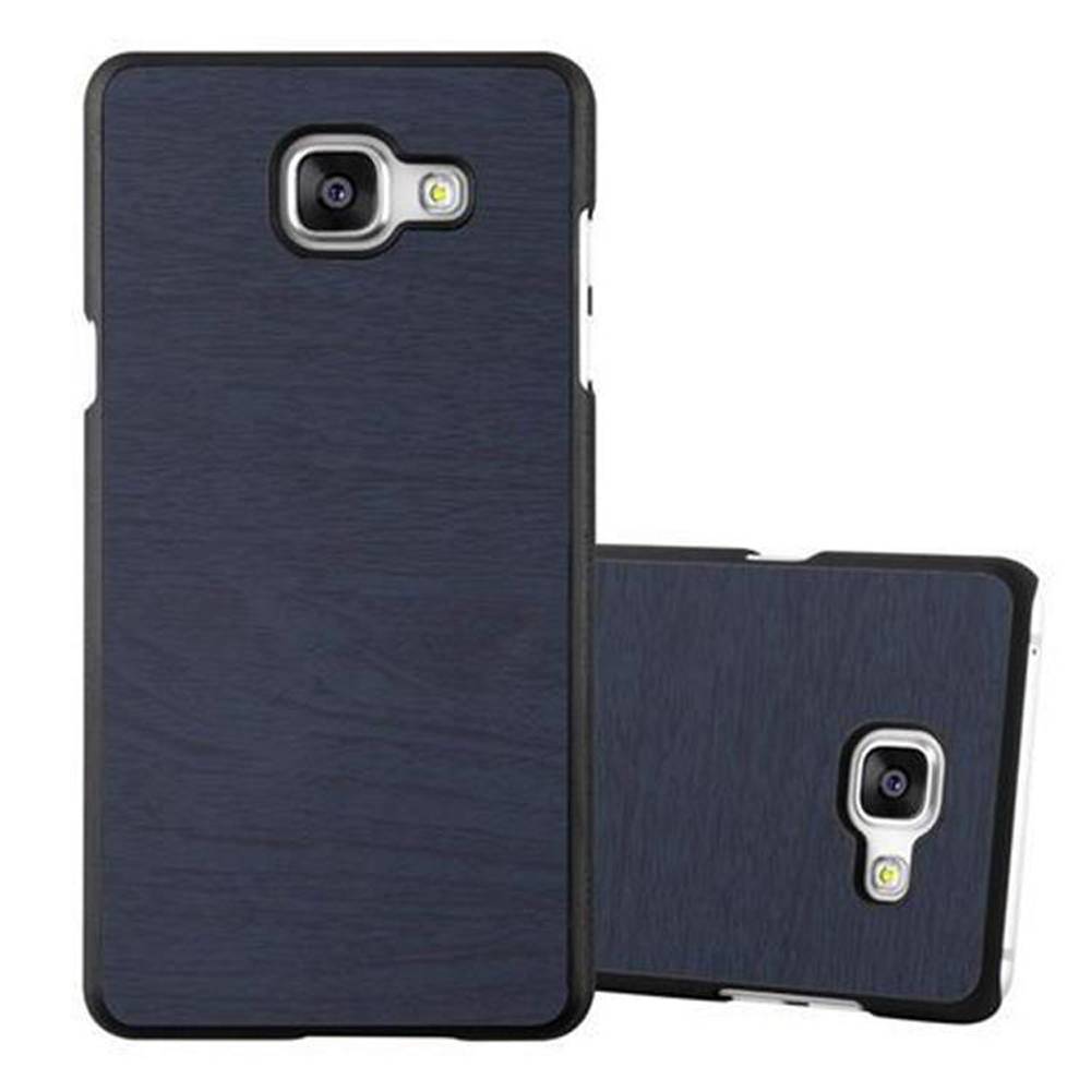 Cadorabo Hülle für Samsung Galaxy A3 2016 Schutz Hülle in Blau Hard Case Etui Holz Optik Handyhülle