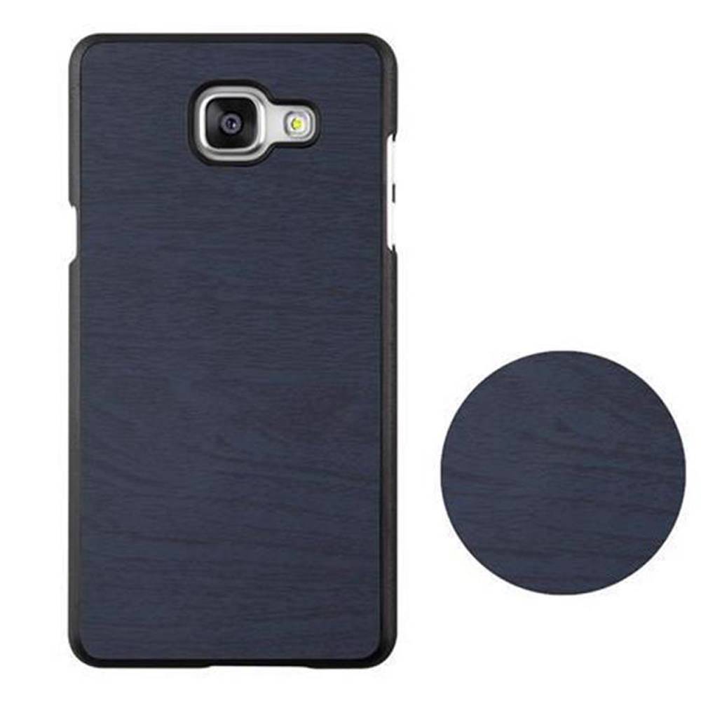 Cadorabo Hülle für Samsung Galaxy A3 2016 Schutz Hülle in Blau Hard Case Etui Holz Optik Handyhülle